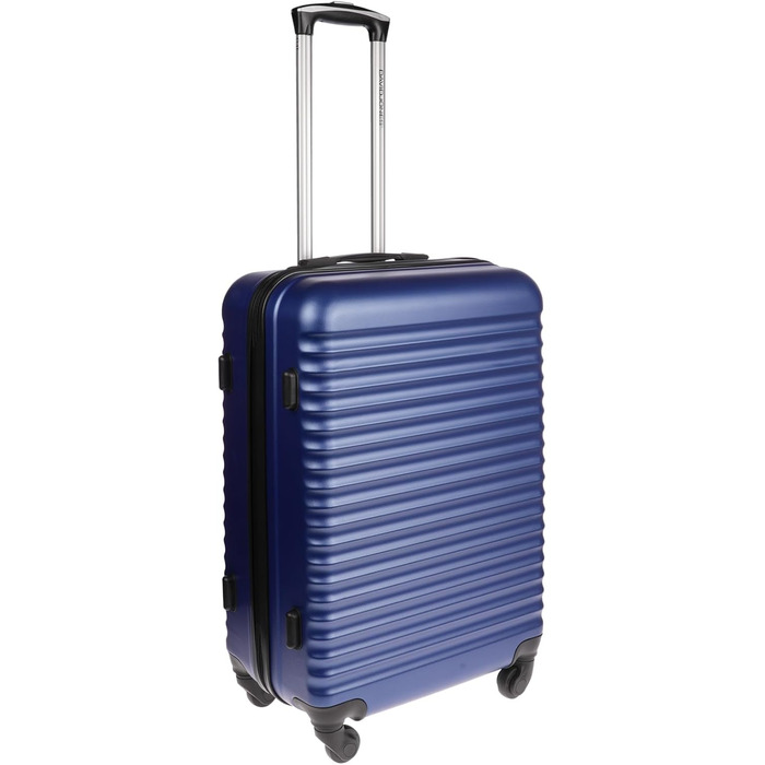 Валіза Christian Wippermann L 80L - Міцна валіза з твердою оболонкою з ABS-пластику, розмір L 44x66x28 см - Легка з замком - 4 колеса, поворот на 360 - Ідеально підходить для подорожей - Легка валіза на колесах середнього розміру, чорна, синя