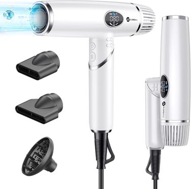 Іонний фен Slopehill 2000 Вт професійний фен, легкий та складаний/низький рівень шуму/магнітний розсіювач/надзвичайно довгий шнур/