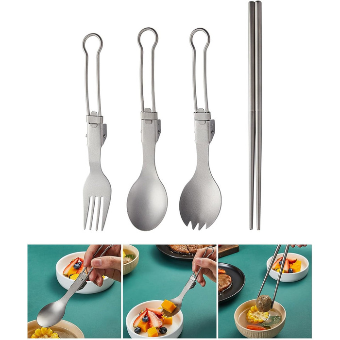 Кемпінговий набір столових приборів Виделка ложка палички металевий посуд складний посуд столові прилади для пікніків походи на пр