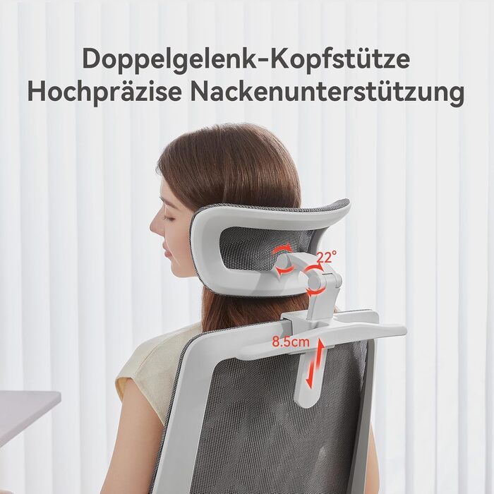 Ергономічне офісне крісло SIHOO M59AS з 3D-координованими, відкидними підлокітниками, подвійною спинкою сидіння та адаптивною поперековою опорою, сітчасте робоче крісло для домашнього офісу (біле)