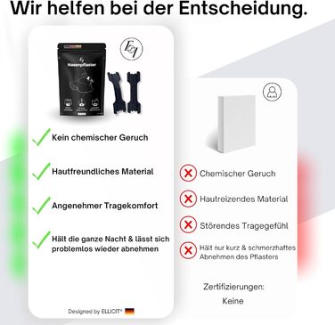 Назальні пластирі чорні, упаковка з 30 преміальних назальних пластирів, проти хропіння, додаткова підтримка для занять спортом та кращої якості сну, краще дихання при закладеному носі, назальні пластирі один розмір 75 Ефективність