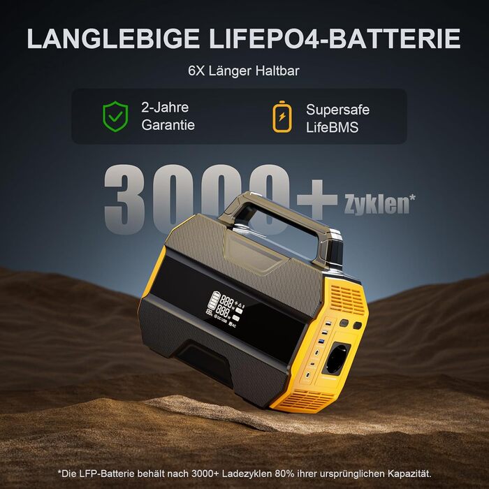 Портативна електростанція VTOMAN FlashSpeed 300, сонячний генератор потужністю 300 Вт - 230 Втгод з акумулятором LiFePO4, вихід 100 Вт USB-C/230 В змінного струму, мобільна станція зберігання енергії для дому, кемпінгу, автофургона, риболовлі