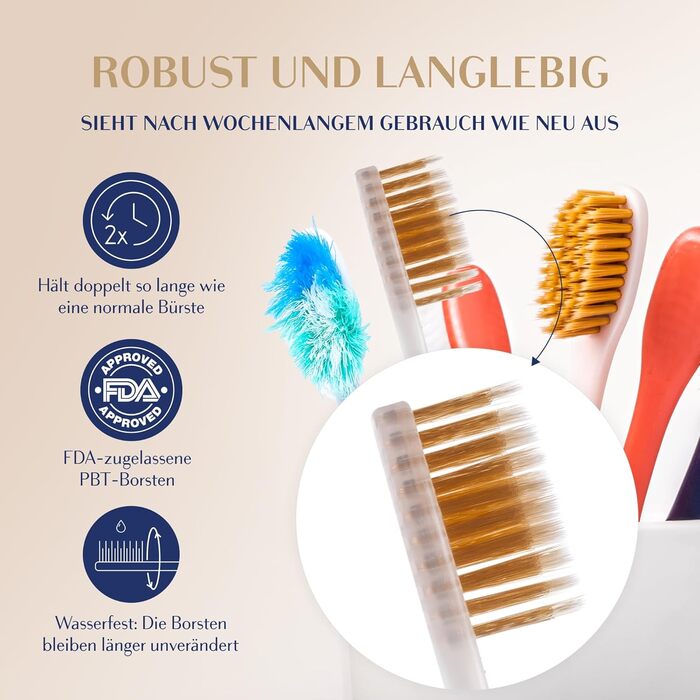 Зубні щітки Royal Denta Gold Medium 4 Pack - щетина подвійної довжини для чищення міжзубних проміжків, частинки золота проти бактерій, видалення зубного каменю, середньої міцності, багатобарвна