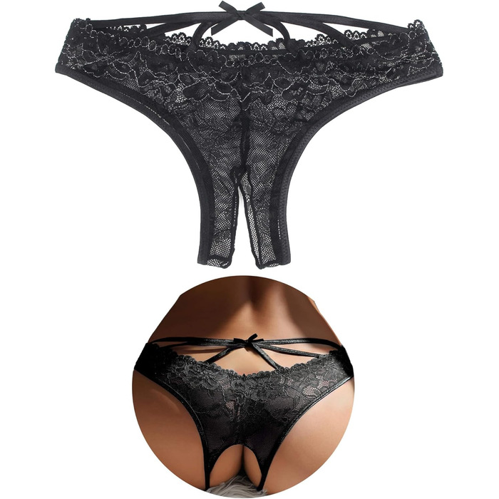 Сексуальні трусики-стрінги OhYeahLady, відкритий крок, великі розміри, чорні