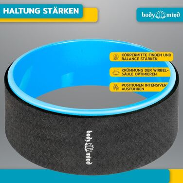 Колесо для йоги, фітнес-колесо для дхарми для асан та розтяжки спини ролик для йоги для розтяжки синього кольору