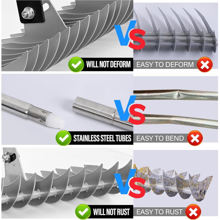 Гребінь для сінокосарки 38,1 см, регульована ручка, граблі з регульованими зубцями, інструмент для видалення бурянів, граблі для видалення сухої трави, розчісування газону та аерації