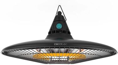 Електричний стельовий вентилятор-обігрівач для зовнішнього використання Cecotec ReadyWarm 1500 Power для стельового монтажу, 1500 Вт, галогенна технологія, ступінь захисту IP65, пульт дистанційного керування, площа покриття 10 м