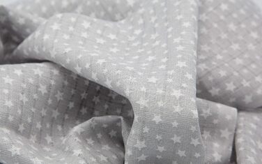 Муслінові серветки Clever Kids упаковка 5 лисичка світло-сіра та зірочки Oeko-TEX подвійне плетіння 70x80 серветки для відрижки (л