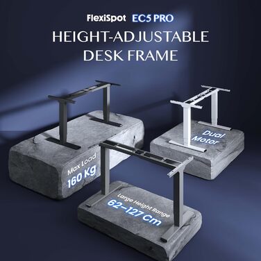 Стіл FLEXISPOT з регулюванням висоти, електрична рама столу з 2 потужними двигунами, супервантажопідйомність 160 кг, 3-рівнева телескопічна система, пам&39ять налаштувань, світлодіодний дисплей висоти (PRO Black) PRO король продуктивності з вантажопідйомн