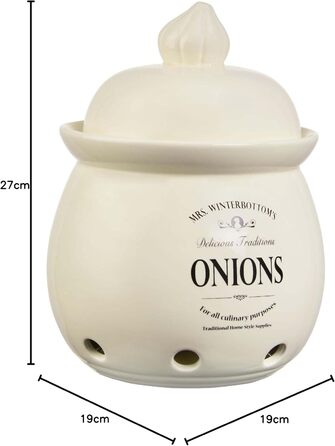 Горщик для цибулі BUTLERS Ø 19,5 см - MRS. WINTERBOTTOM&39S- Керамічна банка з кришкою в сільському стилі, вінтажний декор, кухонний аксесуар для організації та зберігання цибулі. Горщик для цибулі II