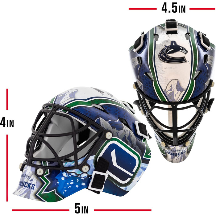 Міні-маска воротаря Franklin Sports з логотипом команди НХЛ та чохлом - колекційна маска воротаря з офіційними логотипами та кольорами НХЛ &quotВанкувер Кенукс&quot