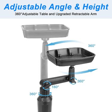 Тримач для напоїв автомобільний столик піднос, регульований на 360 автомобільний столик з підносом і тримачем для мобільного телефону, автомобільний багатофункціональний столик для пляшок з водою напій закуска картопля фрі (чорний, короткий) чорний коротк