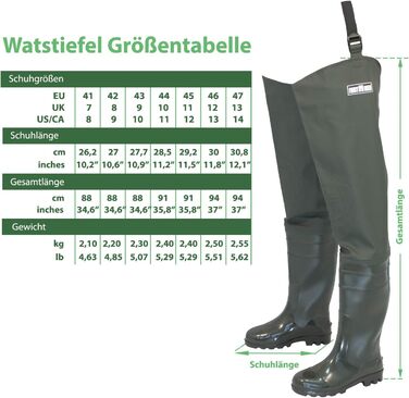 Чоловічі вейдерси, рибальські штани з чобітьми, водонепроникні вейдерси, розміри 38-47, довгі вейдерси, гумові чоботи, рибальські чоботи, розмір 43, оливково-зелені