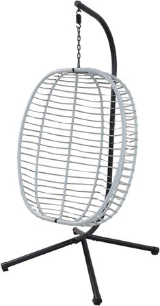 Підвісне крісло SVITA Belly з каркасом, складне, підвісне сидіння, підвісний кошик, сірий