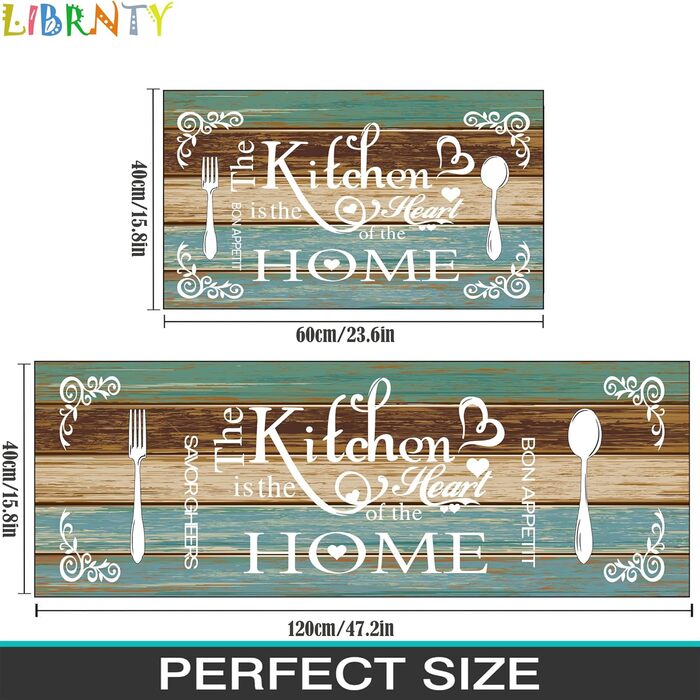 Комплект кухонних килимків, килимок для кухні, що миється, килимова доріжка для коридору, комплект кухонних килимків та килимків, що миються, підходить для нековзних килимків на кухні, у вітальні, їдальні та ванній кімнаті C002