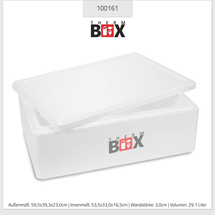 Пінопластовий контейнер 29 Вт Товщина стінки 3 см Об&39єм 29,1 л Внутрішні розміри 53x33x16 см Ізольований контейнер Холодильник Контейнер для підігріву Багаторазовий