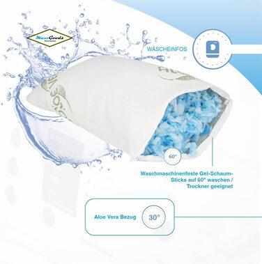 Дорожня подушка 40x24x12 см з гелевих пінопластових паличок та чохла з алое вера - охолоджувальна подушка з м&39якою охолоджувальною піною - охолоджувальна подушка для голови - для сну на животі, на спині та на боці - дорожня подушка 40x24x12 см з охолодж