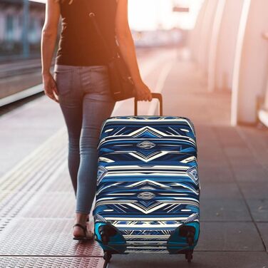 Чохол для валізи BREAUX з полінезійським маорійським орнаментом Блакитний сад (малий розмір)