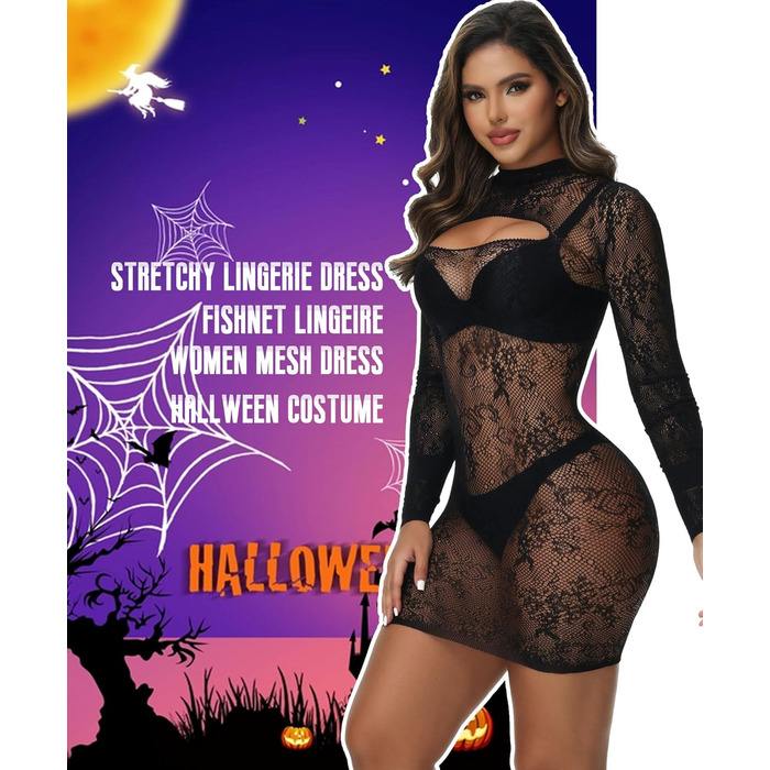 Жіноче сексуальне плаття-боді Hilergy, сітка з вирізами, облягаюче, еластичне, M–XL