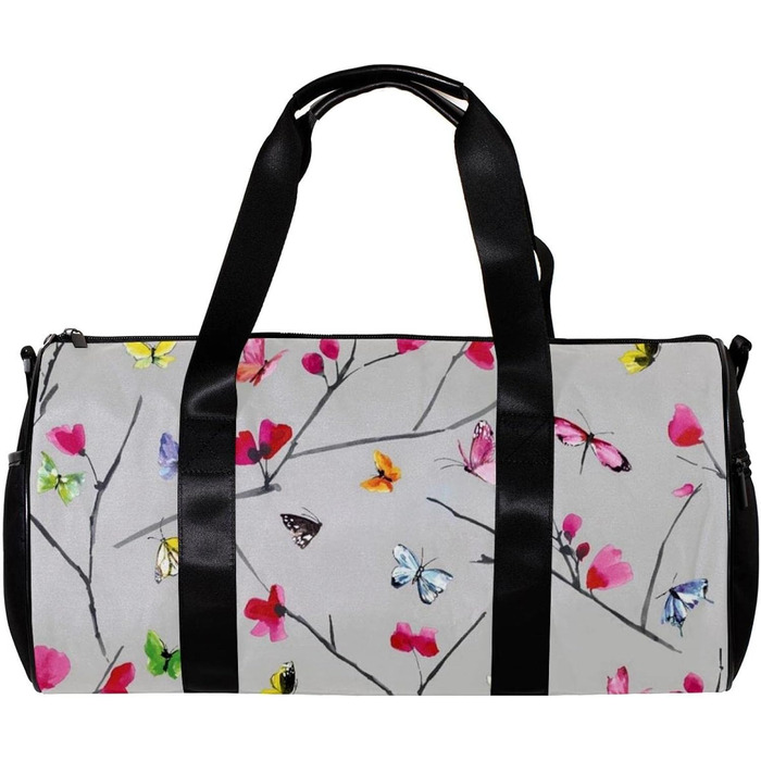 Спортивна сумка, маленька дорожня сумка, сумка для шопінгу та йоги, квітково-метеликовий принт, сумка для фітнесу на відкритому повітрі, ручна поклажа