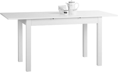Розсувний обідній стіл mbelando на 4 ніжках білого кольору, стійкий до ударів та подряпин, вміщує до 6 осіб - 120 (160) x 76,5 x 70 см (Ш/В/Г) Розсувний стіл, дерев&39яний стіл, обідній стіл, кухонний стіл, прямокутний 120 см, білий
