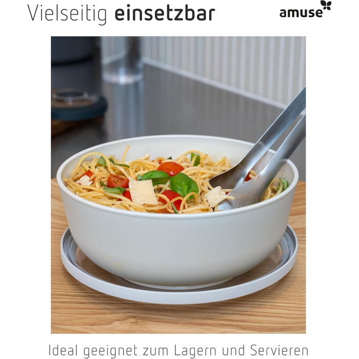 Набір з 3 мисок Amuse Tylla (200 мл, 1000 мл, 2000 мл) Герметичні контейнери для зберігання їжі з кришками для приготування їжі Контейнери для зберігання їжі без бісфенолу А для дітей та дорослих, можна мити в посудомийній машині Набір з 3 вугільних чашок