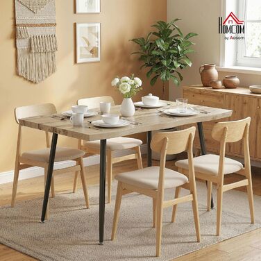 Обідній стіл HOMCOM, Кухонний стіл для 4 осіб, 110 x 70 см Сучасний обідній стіл у скандинавському стилі зі сталевим каркасом, імітація дерева для кухні, їдальні, дуб