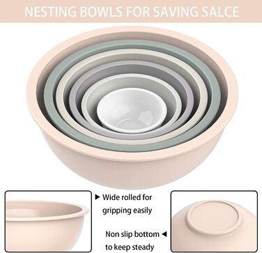 Набір мисок для змішування AIKKIL з 6 шт. , пластикова салатниця Nist з кришкою, миска з кришкою, містить 2 виделки та 4 мірні лож
