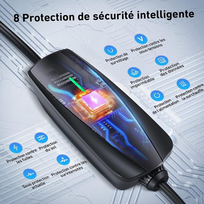 Зарядний пристрій для електромобілів EVJUICION, управління через додаток, зарядний пристрій для електромобілів типу 2 Schuko 8-16