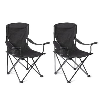 Портативний складний кемпінговий стілець Storeo Basics з підсклянником - вуличний стілець з міцною сталевою рамою - водонепроникний складний стілець з сумкою для перенесення - 50,8 см x 71,1 см x 91,4 см - чорний - 2 шт. у упаковці