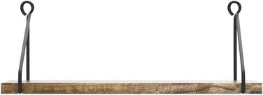 Настінна полиця Afuly, дерево, чорний метал, сільські полиці для стін, натуральний колір, ванна кімната, дитяча кімната, кухня, вітальня, комплект з 2 шт. , коричневий, 1,5 м завглибшки x 4,8 м завширшки