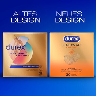 Презервативи Durex Skin Close без латексу - Презервативи без латексу, виготовлені з матеріалу Real-Feel та з анатомічною формою Easy-On - Без латексу - Упаковка з 90 шт. (3 x 30 шт. ) ука (Упаковка з 90 шт. )