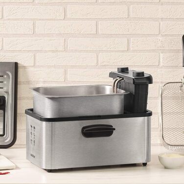 Електрична фритюрниця Cecotec CleanFry Infinity - ємність 1,5 л- 4 л, фільтр OilCleaner, температура до 190C, ванна підходить для посудомийних машин. (Повністю нержавіюча сталь, 3 літри) Повністю нержавіюча сталь 2400 Вт 3 л