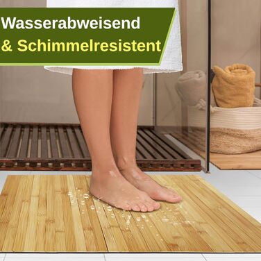 Бамбуковий килимок SereneLife, 60x40 см, нековзний дерев&39яний килимок для ванної, складний та стійкий до цвілі, швидковисихаючий, для спа, йоги, масажу, дому та відпочинку, згортається та складається