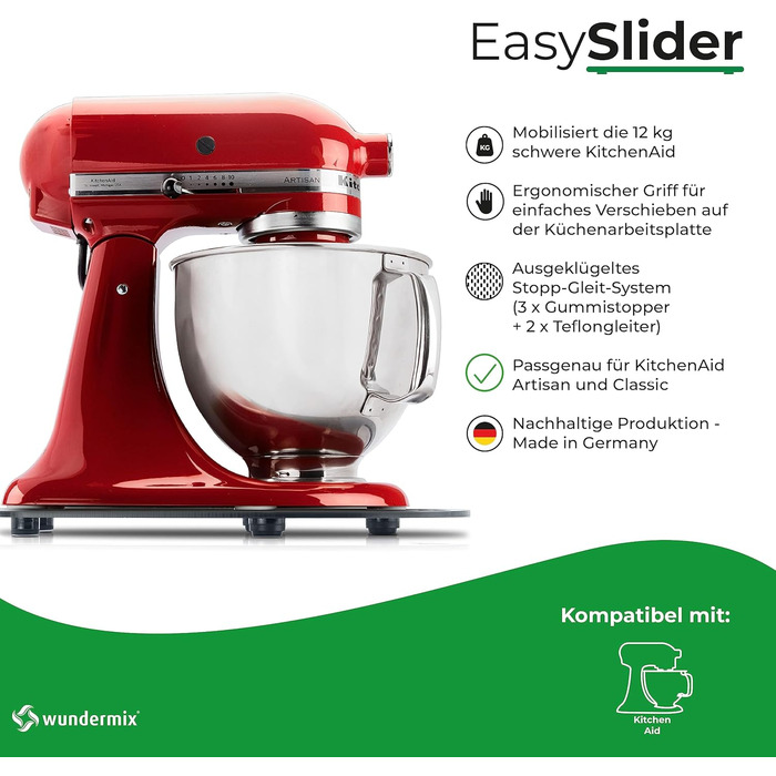 Ковзаюча дошка з акрилового скла EasySlider ковзаюча дошка KitchenAid ковзаюча дошка для KitchenAid планер для кухонного комбайна акрилова підкладка (прозорий сірий)