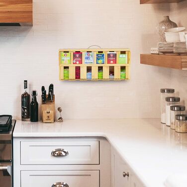 Дерев&39яна чайна скринька ONVAYA Чайна скринька з 6 відділеннями Коробка для чайних пакетиків приблизно на 200 Коробка для зберігання чаю Диспенсер для бамбукових чайних пакетиків Органайзер для чайних пакетиків