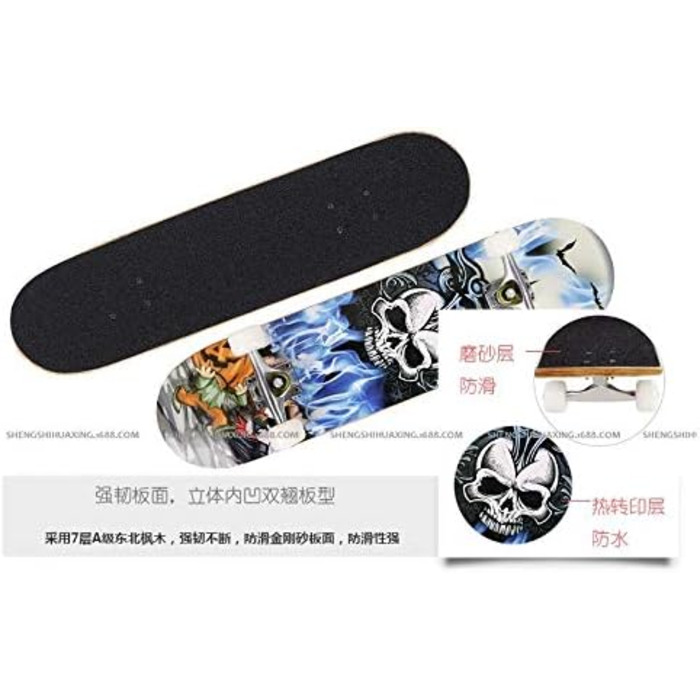 Скейтборд, 7-шарова дека з канадського клена та подвійним ударом, скейтборд для дітей віком 5-8 років, підлітків та дорослих, комплектний скейтборд, професійна дошка для дітей, підлітків та дорослих, 7-шарова дерев&39яна дека, модний дизайн, середнє увігн