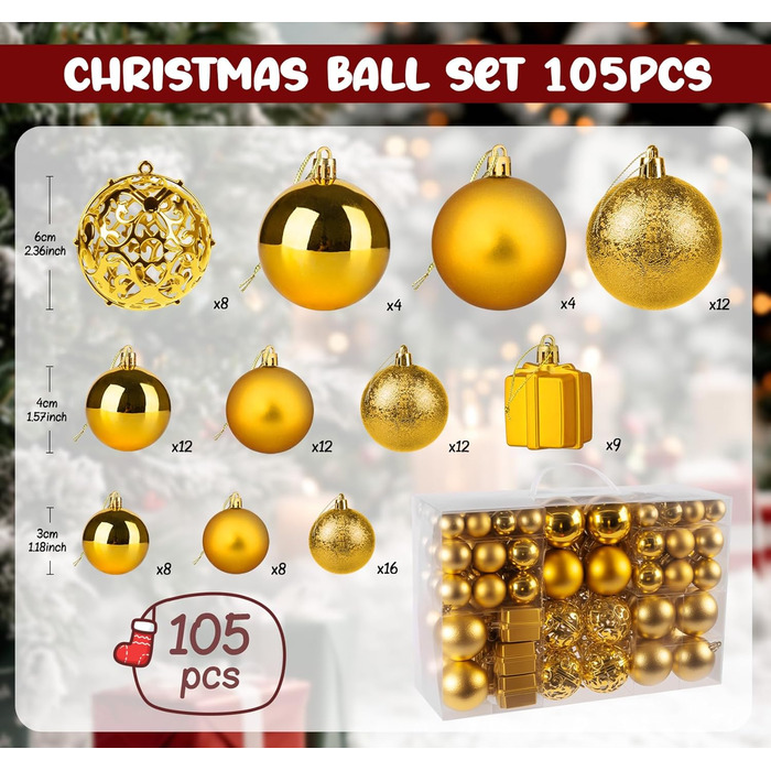 Набір різдвяних кульок набір із 105 предметів ilauke