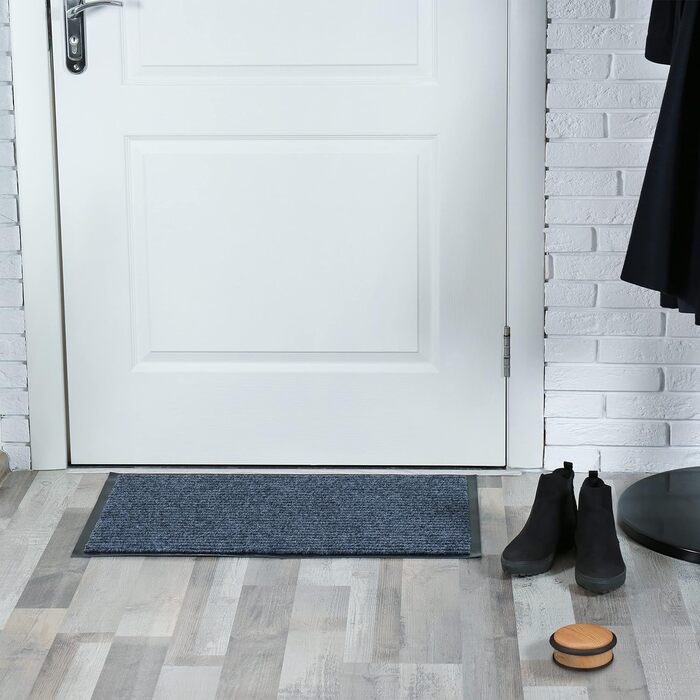 Дверний обмежувач підлоговий, для важких дверей, нержавіюча сталь, гума, плоский, підлоговий буфер під дерево HxD 5 x 10,5 см, сві