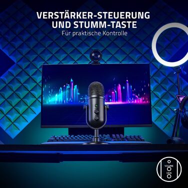 Професійний USB-мікрофон для стримерів (динамічний 30-мм мікрофон, аналоговий обмежувач посилення, вбудований глушник і вітрозахис