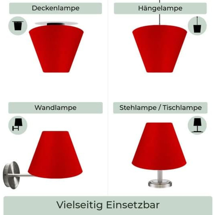 Абажур Wogati різні розміри та кольори Колір Червоний / Розмір M Е14 Бавовна Абажур Торшер Абажур Підвісний світильник Абажур для настільної лампи