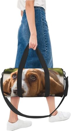 Спортивна сумка для подорожей, принт Бассет-гаунд, Чорна, Універсальний розмір, Дорожня сумка