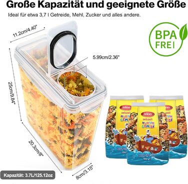 Набір контейнерів для зберігання продуктів, 4 шт., 3.7 л, герметичні, пластикові (без BPA) для кухні ідеально підходять для борошна, вівсянки та інших сипучих продуктів. В комплекті 16 етикеток. YH-308-4PCS