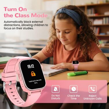 Дитячий смарт-годинник з GPS та телефоном, 4G дитячий годинник з HD-дзвінками, голосовим чатом, екстреним викликом SOS, шкільним режимом, крокоміром, будильником, головоломками, подарунки для дівчаток та хлопчиків 4-15 років, рожевий 4G рожевий