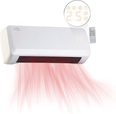 Настінний вентилятор-обігрівач Sichler Household Appliances компактний настінний вентилятор-обігрівач з цифровим термостатом, таймером, 2000 Вт (обігрівач, настінний обігрівач, охолодження)