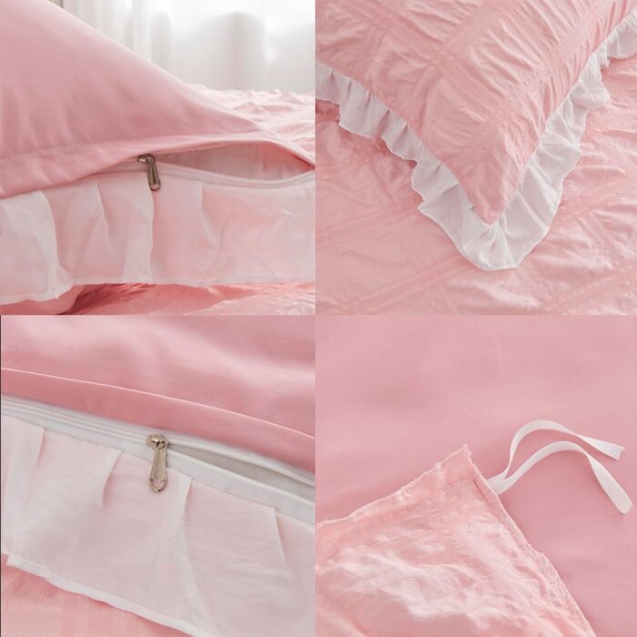 Постільна білизна LAWENDA Постільна білизна в клітинку рожева 200 x 240 см Романтичний комплект постільної білизни в клітинку Диха