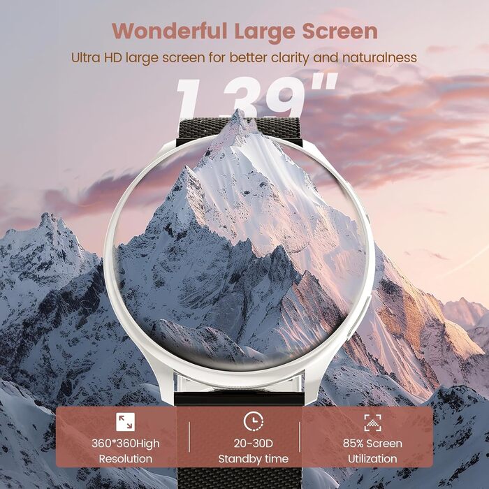 Жіночий смарт-годинник із функцією телефону, круглий смарт-годинник 1,39 дюйма з SpO2, 24-годинним монітором серцевого ритму, монітором артеріального тиску, монітором сну, фітнес-трекером із понад 120 спортивними режимами та крокоміром для iOS та Android 