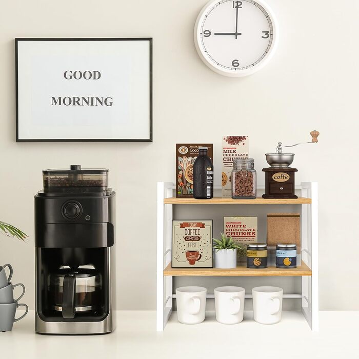 Дерев&39яний органайзер для полиць THYGIFTREE, полиця для зберігання речей на столі, книжкова полиця, полиця для робочого столу та комод (білий)