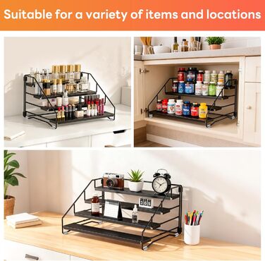 Вертикальна підставка для спецій з чотирма рівнями, регульована, не потребує свердління, підходить для зберігання спецій на кухнях, у шафах та ванних кімнатах.