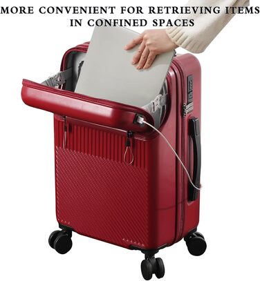 Валіза ручна поїздка з коліщатками 360 та тримачем для напоїв, червона, 20 дюймів